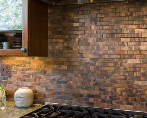 6 Ways To Use Copper In Your Kitchen Design Colorful Kitchen Backsplash, Backsplash Herringbone, Copper Tile Backsplash, Copper Kitchen Backsplash, Copper Backsplash, Farmhouse Backsplash, Copper Tiles, Kitchen Tiles Design, Copper Mosaic