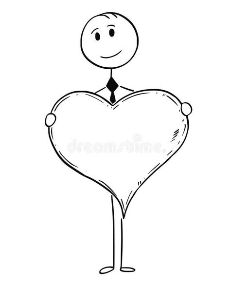 Cartoon of Business Man Holding Large Heart. Cartoon stick man drawing conceptual illustration of businessman or man holding large valentine`s day heart vector illustration Cute Stick Man Drawing, Stick Man Drawing, Stick Men Drawings, Heart Vector Illustration, Hand Cartoon, Heart Cartoon, Stick Drawings, Man Drawing, Stick People