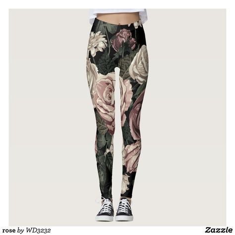 rose leggings Rose Leggings, White Prints, Never Enough, Best Leggings, Gym Shoes, Outfits With Leggings, Women's Leggings, Fashion Clothes Women, Clothing And Shoes