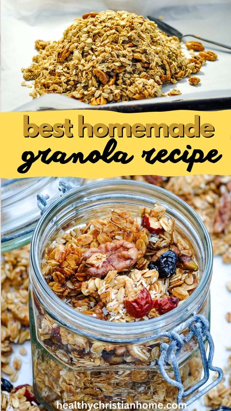 Granola Cereal Recipe, Yogurt And Oatmeal, Homemade Healthy Granola, Healthy Homemade Granola, Yogurt Oatmeal, Oatmeal Granola, Homemade Granola Healthy, Healthy Granola, Granola Recipe Homemade