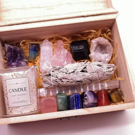 Healing Manifestation, Cleansing Energy, Chakra Alignment, White Sage Smudge, Flower Fragrance, Selenite Wands, Crystal Box, Chakra Healing Crystals, Mind Body And Spirit