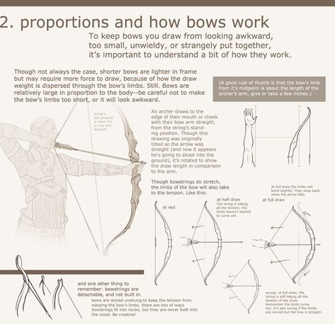 Drawing Bows Part 2 Archery Bows, Traditional Archery, Anatomy For Artists, Bow Tutorial, Bow And Arrow, Drawing Tips, Art Tips, Writing Inspiration, Aphrodite