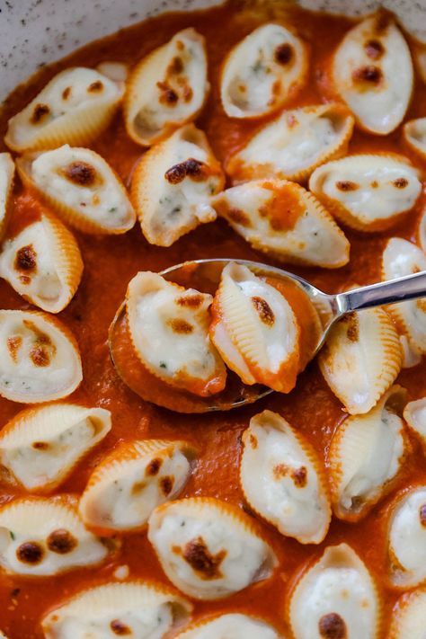 Shells Stuffed, Shell Pasta Recipes, Stuffed Shells Ricotta, Stuffed Shells Recipe, Lemon Pasta, Stuffed Pasta Shells, Pasta Noodles, Stuffed Shells, Mini Foods