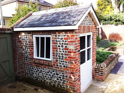 Brick Potting Shed, Brick Garden Shed, Brick Built Garden Room, Brick Garage, Brick Shed, Kitchen Brick, Brick Wall Gardens, House Uk, Ideas For Garden