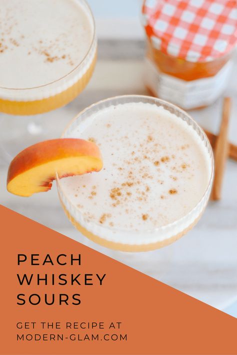 Peach Whiskey Drink, Buttermilk Doughnut Recipe, Best Broccoli Cheese Soup, Whiskey Drinks Recipes, Batch Cocktail Recipe, Whiskey Sour Recipe, Peach Whiskey, Sour Drink, True Food Kitchen