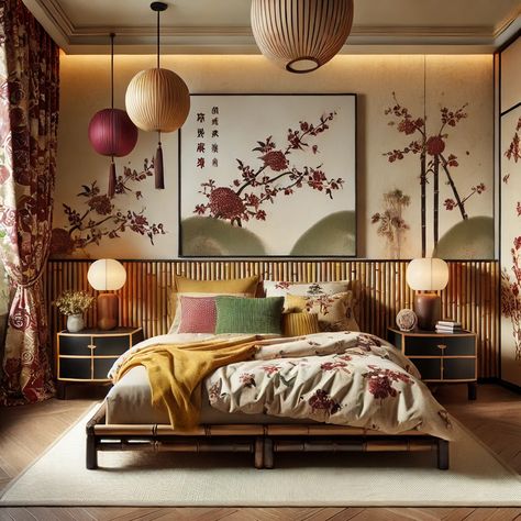 Asian Theme Bedroom, Japanese Themed Bedroom, Japanese Room Design, Asian Themed Bedroom, Asian Inspired Bedroom, Asian Style Bedrooms, Soft Room, Asian Bedroom, Grown Up Bedroom