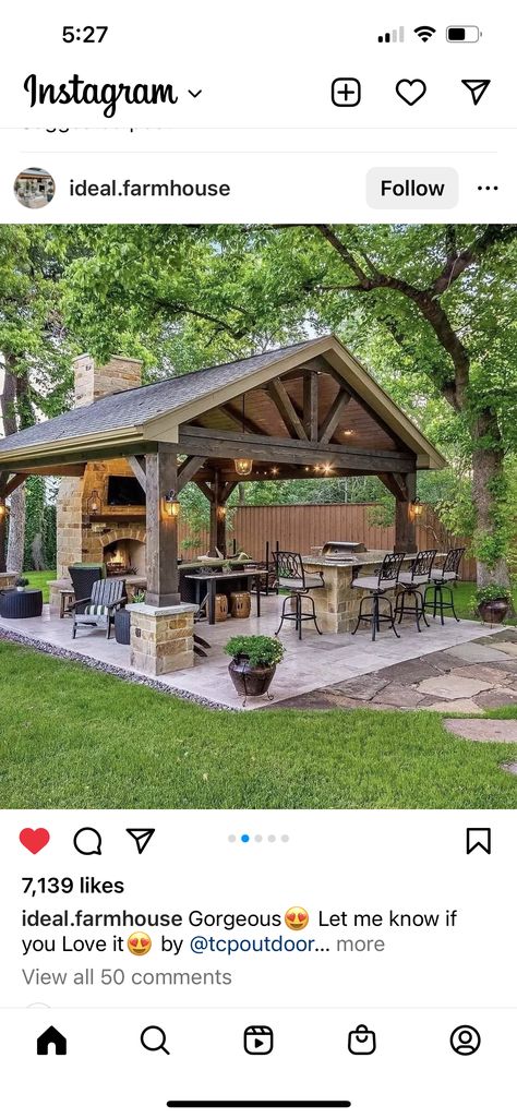 Patio Grill, Grill Area, Building A Pergola, Backyard Fireplace, Backyard Gazebo, Backyard Pavilion, Outdoor Kitchen Patio, Outdoor Decor Backyard, Rustic Outdoor