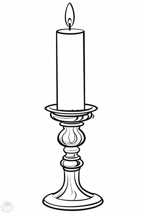 Candle Stand Drawing, Halloween Candle Drawing, Candle Outline, Candle Drawing Art, Candle Drawing, Stick Drawings, Drawing Guides, Halloween Candles, Guided Drawing