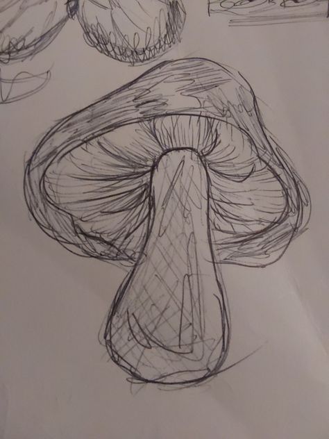 Floating Mushroom Drawing, Mushroom Aesthetic Sketch, Shaded Mushroom Drawing, Sketch Of Mushroom, Droopy Mushroom Drawing, Pen Mushroom Drawing, Fancy Drawings Sketch, Drawings Of Mushrooms Pencil, Sketch Book Mushroom