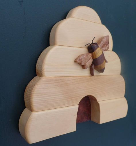 Beehive with Honey Bee Wood Intarsia, Yellow Cedar, Bee Hive Plans, Wood Bees, Bee Boxes, Products Ideas, Maple Burl, The Hive, Bee Crafts