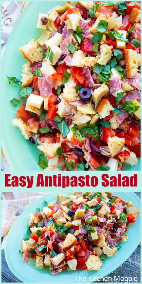 Easy Antipasto Salad, Prairie Kitchen, Easy Antipasto, Antipasto Recipes, Antipasto Salad Recipe, Salad Italian, Garlic Croutons, Antipasto Pasta Salads, Chef Salad