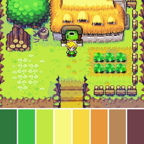 The Legend of Zelda The Minish Cap (2004) by Flagship and Capcom. Follow for new charts everyday! #gba #gameboyadvance #virtualconsole #flagship #capcom #nintendo #thelegendofzelda #theminishcap #colorpalette #colorinspiration #colorchart #gaming #videogames #retrogaming #tinyworld #tinyhouse Minish Cap, The Minish Cap, Zelda Funny, Tiny World, Game Boy, The Legend Of Zelda, Color Charts, Game Boy Advance, Color Theory