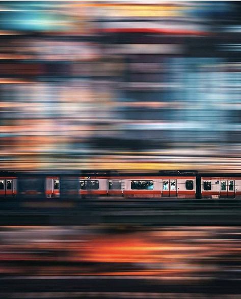 Panning Photography, Busy Images, Light Trail Photography, Train Light, City Life Photography, Motion Photography, Train Photography, Travel Music, Light Trails