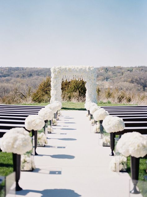 Elegant Black and White Ashton Hill Wedding ⋆ Ruffled Hollywood Regency Wedding, White Wedding Ceremony, Romantic Vibes, Garden Weddings Ceremony, Hill Wedding, Wedding Altars, Black And White Wedding, Black White Wedding, Wedding Aesthetic