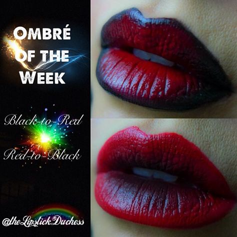 🎴OMBRÉ OF THE WEEK: #HappyHumpDay 🎂still in bday mode...anyway here is a special #ombrelips request from @tangemac for 🎴Black-to-Red Ombre🎴 🎴Red-to-Black Ombre🎴 I did a reverse ombre as well.  Can you say #sultry? ❤💄❤💄❤💄❤💄❤ #lotd #mua #makeup #redlips #blacklips #occ #mufe #ombreoftheweek #lipart #bblogger #beautyblogger #blackredlips Black And Red Ombre Lips Tutorial, Red And Black Ombre Lips, Prom Makeup Lips, Ombré Lips, Ombre Lip, Black To Red Ombre, Reverse Ombre, Gradient Lips, Tutorials Makeup