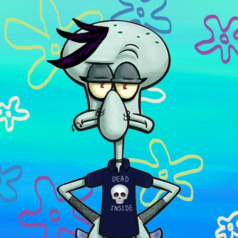 Emo Squidward, Squidward Pfp, Emo Sonic, Emo Spongebob, Squidward Funny, Emo Cartoons, Cartoon Characters, Cartoon Art, Funny Pictures