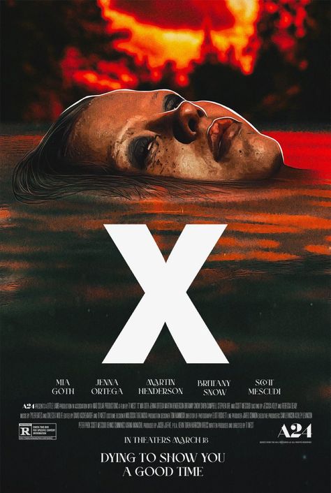 X (2022) poster design by Jaime Ventura X 2022 Movie A24, Maxxxine Poster, X 2022 Movie, 2022 Poster Design, Pearl Movie Poster, A24 Poster, X Movie Poster, Pearl Poster, Pearl Movie