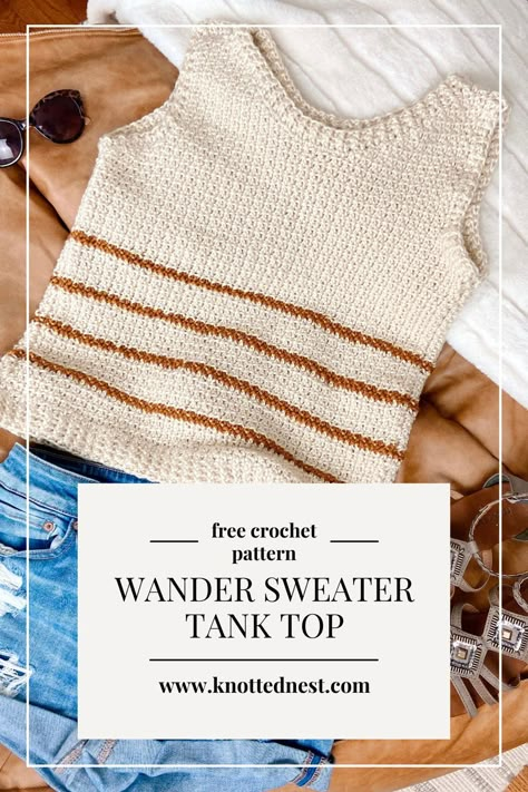 Crochet Tank Top Free, Tank Pattern, Gilet Crochet, Crochet Wearables, Crochet Tops Free Patterns, Crochet Summer Tops, Crochet Sweaters, Crochet Fashion Patterns, Crochet Tank