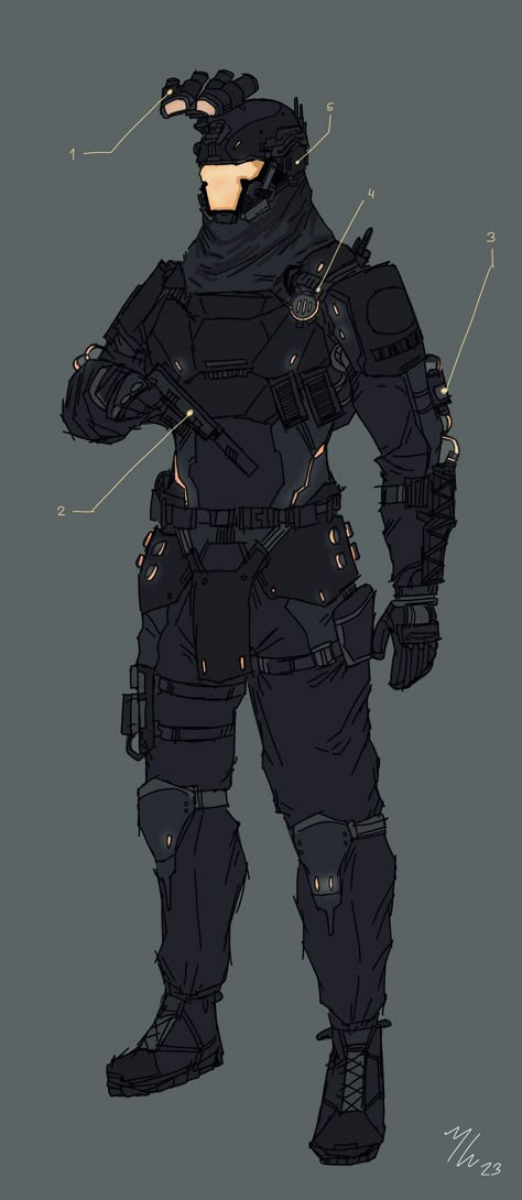 Soldier Concept Art Sci Fi, Modern Armor Design, Cool Sci Fi Armor, Future Soldier Armor, Tactical Oc Art, Sci Fi Soldier Concept Art, Special Forces Character Design, Mercenary Character Design Male Modern, Futuristic Pilot Suit