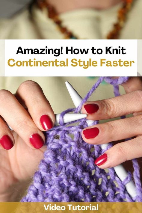 Learn how to knit continental style faster by watching this video tutorial. The goal, no matter how you knit, is to be efficient with the movement of your hand in order to limit the amount of movement you make. The creator of this video will give you tips so you can knit much faster! We are all different and different methods are more comfortable for different people, so we encourage you to knit in the way that is most comfortable for you. We hope you can put these tips into practice and... How To Convert Knitting To Crochet, Continental Knitting For Beginners, How To Knit Continental Style, How To Fix Knitting Mistakes, Fixing Knitting Mistakes, Types Of Knitting Stitches, We Are All Different, Different People, Knitting Tips