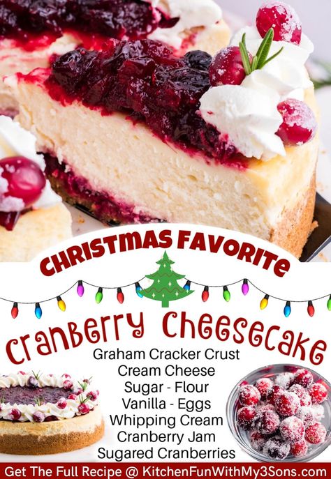 Christmas Cranberry Cheesecake, White Chocolate Cranberry Cheesecake, Cranberry Cheesecake Bites, Cranberry Cheesecake Recipes, Cranberry Cheesecake Bars, Christmas Cheesecake Recipes, Cranberry Fudge, Cheesecake Fruit Salad, Cranberry Dessert