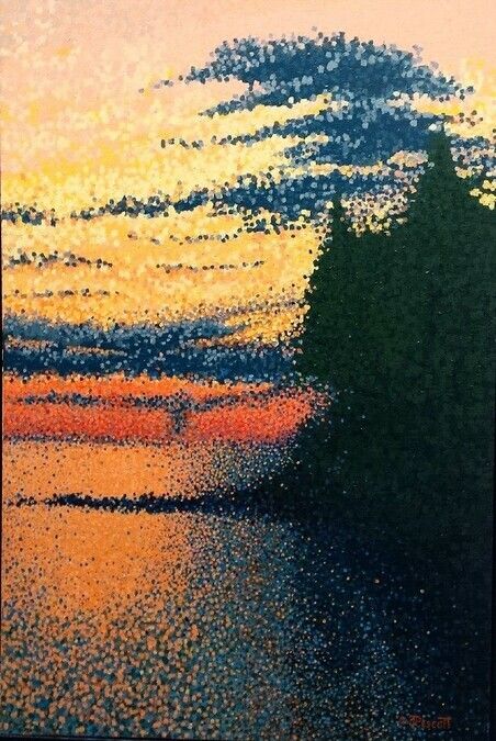 Jim Pescott Sunset Painting On Canvas, Pointalism Art, Stippling Art, Saatchi Online, Selling Art Online, Post Impressionism, Payment Plan, Sunset Painting, Dots Art