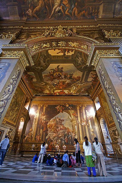 Painted Hall, Greenwich, London. Campus Pictures, Greenwich Palace, Old Royal Naval College, London Greenwich, Ceiling Painted, Abc School, Naval Architecture, London Pride, Greenwich London