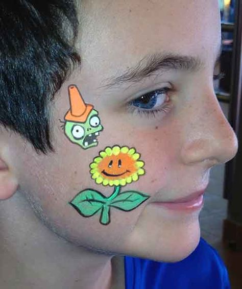 Zombie Face Paint, Zombie Face, Plantas Vs Zombies, Kids Face Paint, Zombie Party, Face Face, Face Painting Halloween, Face Painting Designs, Plants Vs Zombies