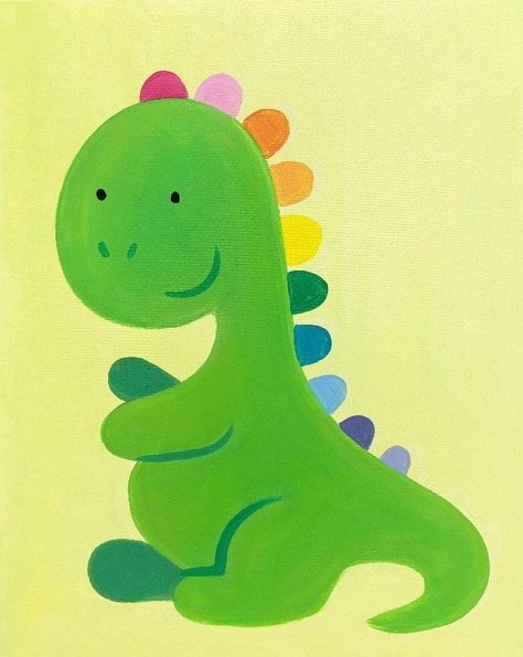 Baby Room Paintings, Magnet Ideas, Dino Print, Baby Canvas, Small Canvas Paintings, Acrylic Painting Lessons, Kids Canvas, Wine Food, Cute Paintings