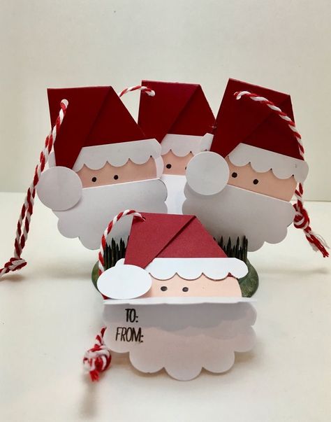 Santa Gift Tags Cricut, 3d Christmas Gift Tags, Santa Tags Diy, Cricut Gift Tag Ideas, Cricut Christmas Card Ideas, Christmas Gift Tags Diy Printable Labels, Christmas Present Tags Diy, Cricut Gift Tags Christmas, Christmas Tags Cricut