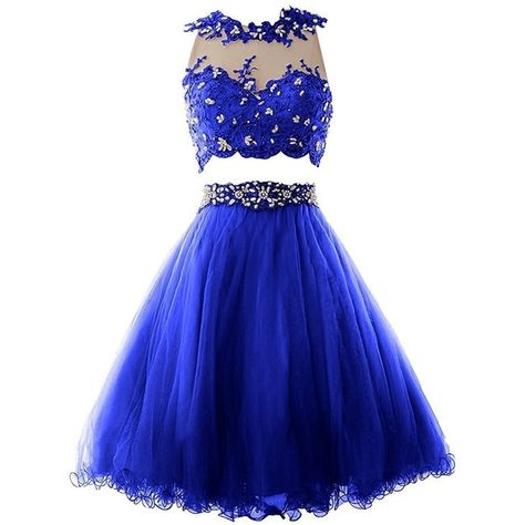 Two Piece Short Dress, Homecoming Dresses Blue, Dresses Two Piece, Gowns Blue, Gowns Short, 2 Piece Prom Dress, Gown Blue, Blue Ball Gowns, Black Homecoming Dress