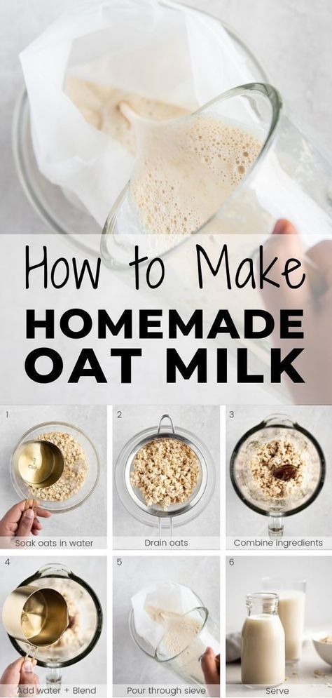 Oat milk is creamy, delicious, vegan, and a perfect addition to smoothies, lattes, and more! Make it at home with this quick and easy 3-ingredient step-by-step recipe. It takes less than 5 minutes to make and is cheaper than nut milk and store-bought milk! #oatmilk #oatmilkrecipe #oatmilkbenefits #oats Oat Milk Benefits, Homemade Oat Milk, Oat Milk Recipe, How To Make Oats, Oatmeal Milk, Nut Milk, Beginners Knitting, Food Blogs, Milk Recipes