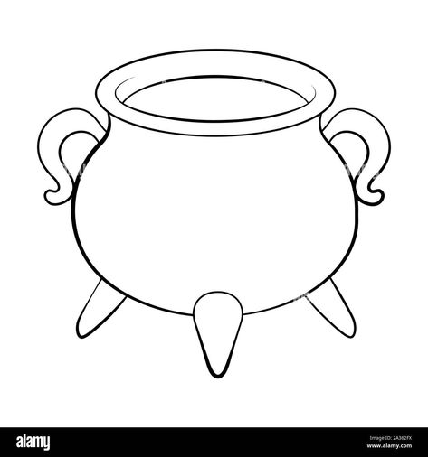 Witch Cauldron, Witches Cauldron, Halloween Coloring Pages, Halloween Coloring, Preschool Activities, Stock Vector, White Background, Vector Images, Coloring Pages