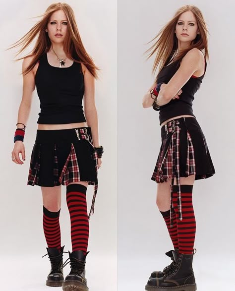 Avril Lavigne Outfits, Pop Punk Aesthetic, 2000s Looks, 2000 Outfits, Cl Instagram, 2000s Punk, Avril Lavigne Style, Early 2000s Fashion, 2000s Outfits