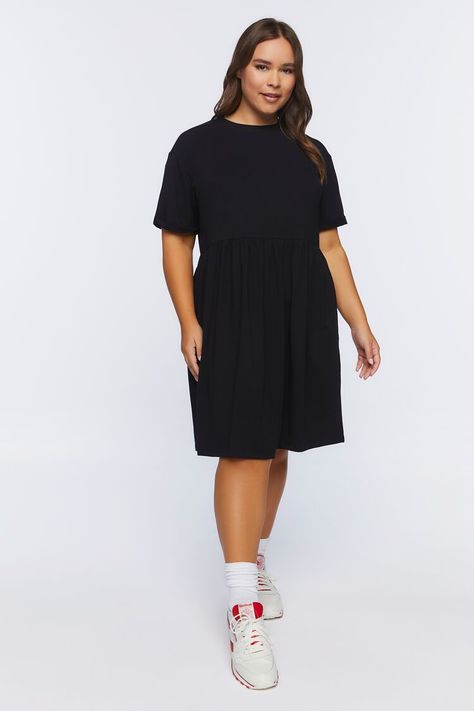 Plus Size Mini T-Shirt Dress Black Tshirt Dress Outfit, Black Tshirt Dress, Tshirt Dress Outfit, Pre Black Friday, Knitted Tshirt, T Shirt Dress, Black Tshirt, Plus Size Dresses, Tshirt Dress