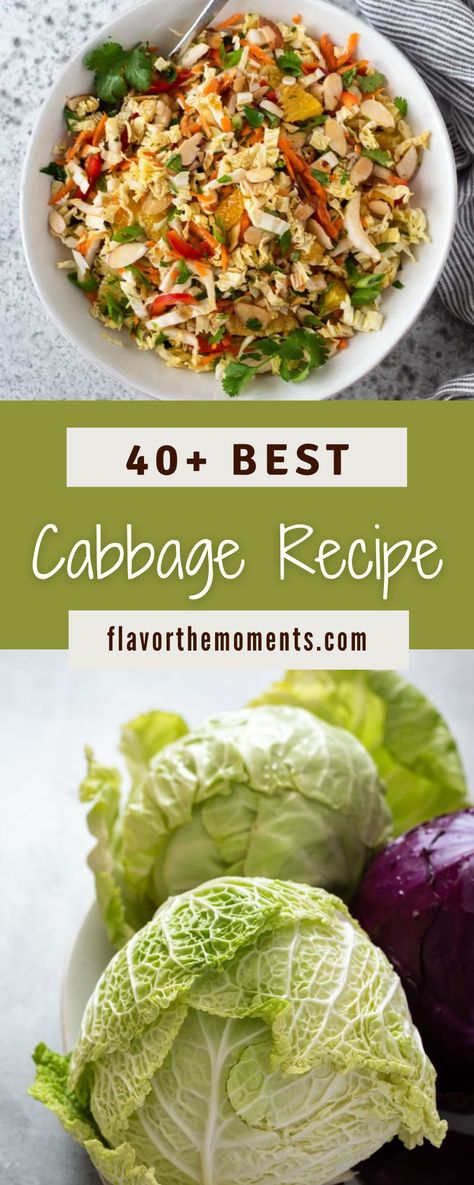 40+ Best Cabbage Recipes is a great collection for you to try. I think it’s safe to say that most people only think of St. Patrick’s Day and coleslaw when it comes to cabbage. I know I was guilty in the past, which is why I chose to feature it in this produce guide. I’m inspired to use it a lot more often after working on this guide. It’s got great health benefits, and it’s extremely versatile, which makes it very easy to incorporate into a wide variety of recipes. It’s absolutely delicious! Recipes To Use Up Cabbage, Filipino Cabbage Recipes, Cheap Cabbage Recipes, What Can You Make With Cabbage, What To Do With Cabbage Ideas, Fall Cabbage Recipes, Things To Do With Cabbage, Savory Cabbage Recipes, Cabbage Salad Recipes Healthy