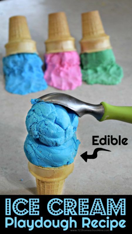 Ice Cream Day Activities For Kids, Ice Cream Art For Toddlers, Ice Cream Art Projects For Kids, Ice Cream Day Activities, 2 Ingredient Playdough, Kool Aid Play Dough Recipe, Diy Zipline, Ice Cream Playdough, Edible Play Dough Recipe