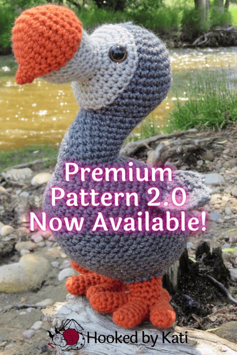 Updated! Lewis the Dodo | Free Crochet Pattern - Hooked by Kati Hooked By Kati, Fantasy Crochet, Crochet Fish Patterns, Dodo Bird, Crochet Bird Patterns, Bird Beaks, Crochet Fish, Crochet Needlework, Kid Projects