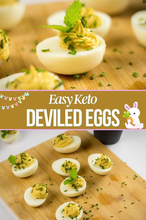 A collage of deviled eggs recipe Deviled Eggs For Easter, Snack Quick, Deviled Eggs Recipe Easy, Keto Deviled Eggs, Easy Low Carb Snacks, Keto Appetizers, Easter Side Dishes, Easter Dishes, Low Carb Snack