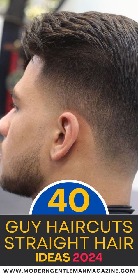 Check out 40 of the best guy haircut ideas for every style! From straight hair to curly, find the perfect cut to suit your look. #MensHaircuts #HairstyleIdeas #MensFashion Straight Guy Haircuts, Short Hair Styles Men Straight Hair, Straight Male Hairstyles, Corporate Haircut Men, Straight Hair Guys Haircuts, Men S Haircut Straight Hair, Men’s Medium Straight Hair Cuts, Straight Hair Men’s Cut, Short Men's Haircut Straight Hair