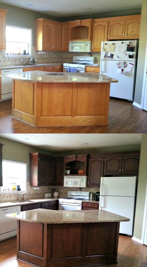 How To Gel Stain Cabinets With Ease | Diva of DIY Gel Staining Cabinets, Gel Stains, Stained Kitchen Cabinets, Decoration Vitrine, Staining Cabinets, Diy Kitchen Renovation, Kitchen Cabinets Makeover, New Kitchen Cabinets, Primitive Kitchen