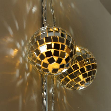 Disco Room Aesthetic, Disco Room, Disco Wall, String Ball Lights, Battery String Lights, Lantern String Lights, Mirror Ball, Curtain Lights, Hanging Photos