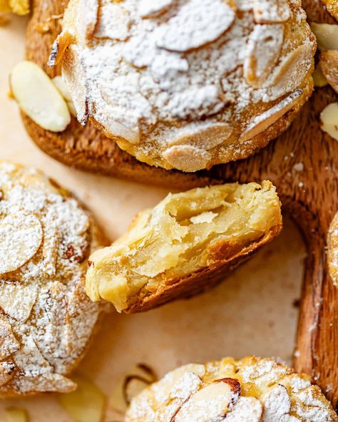 Almond Croissant Cookies - Britney Breaks Bread Best Almond Desserts, Almond Croissant Cookies Food By Remi, Almond Croissant Twist, Almond Croissant Cookie Recipe, Almond Croissant Tart, Best Almond Cookies Recipes, Almond Croissant Blondies, Almond Croissant Banana Bread, Almond Baked Goods