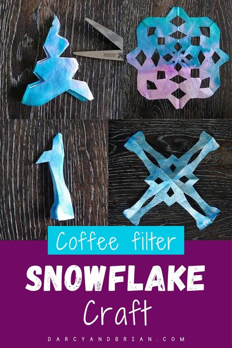 Winter Crafts For 4th Grade, Coffee Filter Snowflakes For Kids, Snowflake Coffee Filter, Snowflake Projects For Kids, Coffee Filter Snowflakes Patterns, Kids Snowflake Craft, Winter Wonderland Art Projects For Kids, Winter Classroom Crafts, Winter Projects For Kids