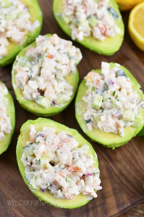 Avocado Yogurt Dip, Avocado Recipes Healthy, Stuffed Avocados, Will Cook For Smiles, Stuffed Avocado, Guacamole Ingredients, Rotisserie Chicken Salad, Shrimp Avocado Salad, Flavorful Shrimp