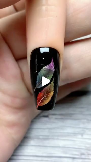 Nail art 💅 Manicure on Instagram: "Feather 🪶 tutorial 🥰Credit: zhangyuezhi00 (Douyin)" Feather Nails Art, Nail Foil Tutorial, Feathers Nail Art, Feather Nail Art Tutorial, Transfer Foil Nails, Peacock Nail Art Designs Feathers, Peacock Feather Nail Art, Feather Tutorial, Basic Nail