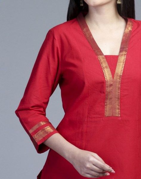 Designer kurtis before they hit the market - Simple Craft Ideas Salwar Kameez Neck Designs, Salwar Suit Neck Designs, Suit Neck Designs, Silk Kurti Designs, Salwar Neck Designs, Churidar Neck Designs, Kurti Sleeves Design, Designer Salwar Kameez, Churidar Designs