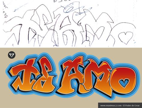 Te Amo / I Love You * Graffiti Digital I Love You In Graffiti, Kitty Y Spiderman, Graffiti Hello Kitty, Graffiti Can, Spider Man T Shirt, Event Proposal Template, Drawing Graffiti, I Love You Mama, Graffiti Art Letters