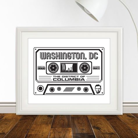 Washington DC Cassette - Washington D.C. Music Art, Washington D.C. Music Print, Washington D.C. Music, Washington DC, Washington DC Art by BentonParkPrints on Etsy Nashville Poster, Philadelphia Poster, Washington Dc Art, Seattle Poster, Los Angeles Poster, Cleveland Art, Detroit Art, Chicago Wall Art, Houston Art