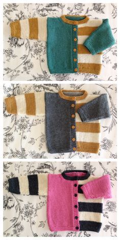 Cardigan Til Baby, Baby Cardigan Knitting Pattern Free, Kids Knitting Patterns, Kids Knitting, Easy Knitting Projects, Kids Cardigans, Baby Sweater Knitting Pattern, Baby Boy Knitting, Knitted Cardigans